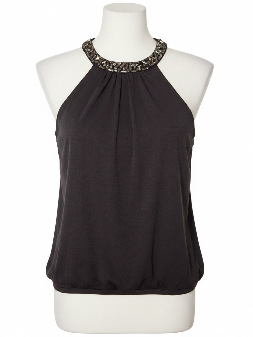 NWT Express Black Embellished Rhinestone Halter Top Blouse S